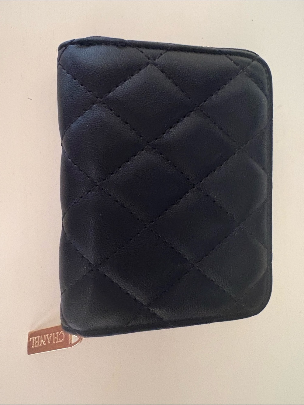 Designer Inspired New  Black Quilted Leather Zip Card Case Wallet - Picture 10 of 10